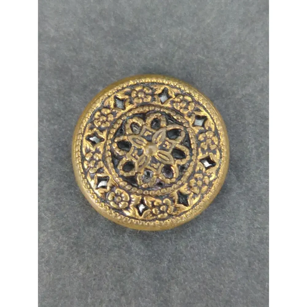 LOT II of 10 Antique Vintage Victorian Brass Mixed Materials Buttons ESTATE FIND
